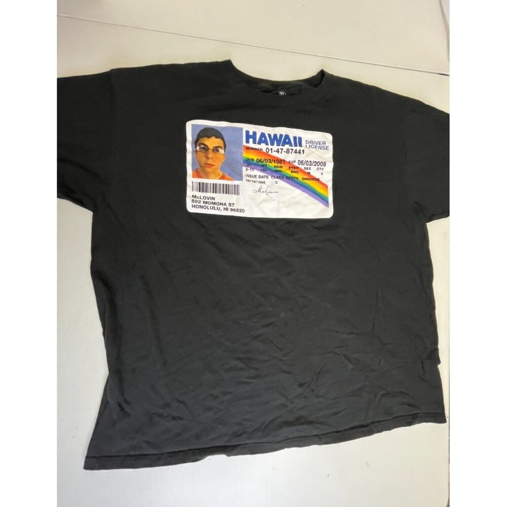 Superbad McLovin Hawaii Driver License Graphic T-Shirt Size XL Movie Tee